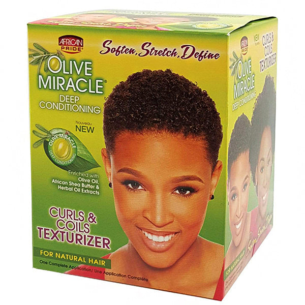 African Pride Olive Miracle Curls & Coils Texturizer Kit THE HAIR DEPOT