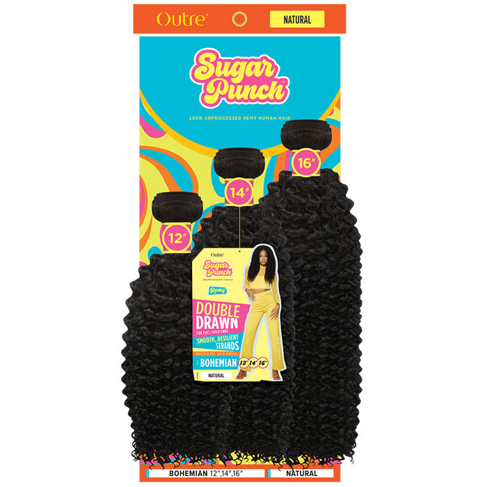 Outre Sugar Punch 100% Unprocessed Remy Human Hair Double Drawn Weaves - BOHEMIAN - Multi