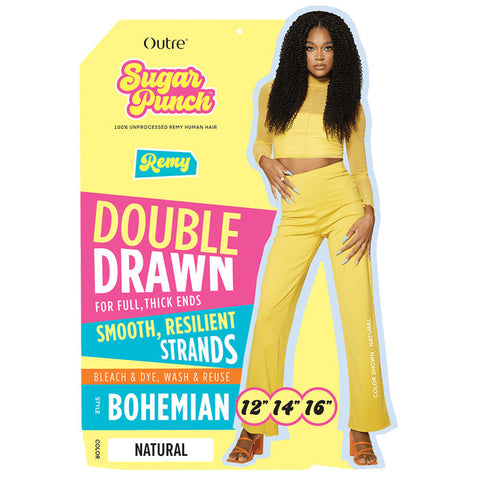 Outre Sugar Punch 100% Unprocessed Remy Human Hair Double Drawn Weaves - BOHEMIAN - Multi