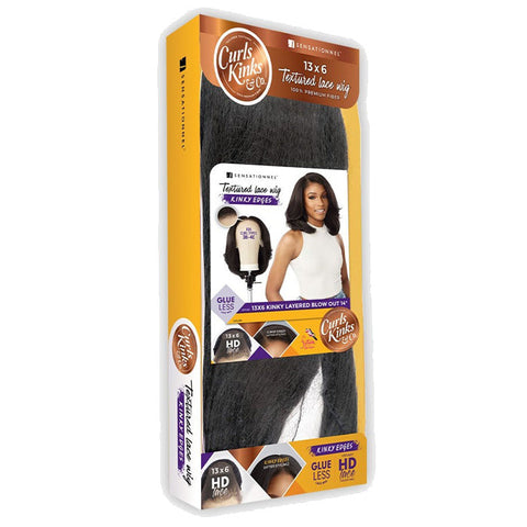 Sensationnel Curls Kinks Glueless HD 13x6 Lace Front Wig - 13x6 KINKY LAYERED BLOW OUT 14" - Kinky Edges