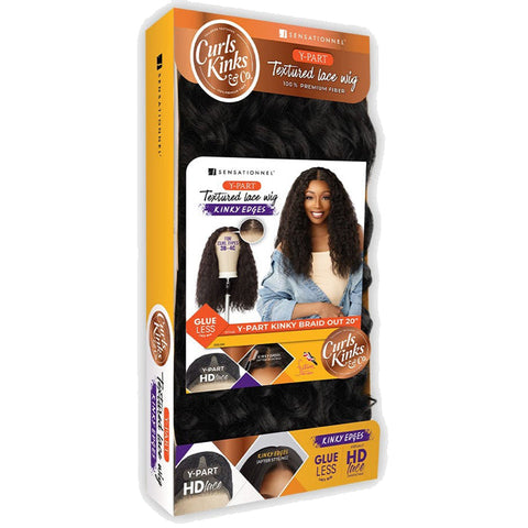 Sensationnel Curls Kinks Textured Lace Kinky Edges Glueless Y-Part HD Lace Front Wig - KINKY BRAID OUT 20"