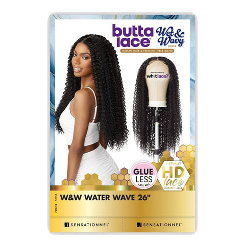 Sensationnel Butta Lace Wet and Wavy Glueless Human Hair Blend HD Lace Front Wig - W&W WATER WAVE 26