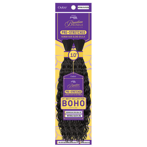 Outre Purple Pack Brazilian Bundle 100% Human Hair Blend Pre-Stretched Braid - DOMINICAN CURL BULK 10/14/18/24"
