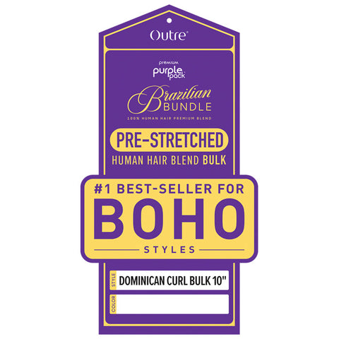Outre Purple Pack Brazilian Bundle 100% Human Hair Blend Pre-Stretched Braid - DOMINICAN CURL BULK 10/14/18/24"