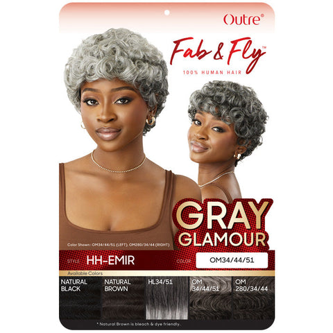 Outre Fab & Fly Gray Glamour 100% Human Hair Full Cap Wig - HH-EMIR