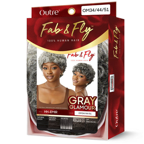 Outre Fab & Fly Gray Glamour 100% Human Hair Full Cap Wig - HH-EMIR