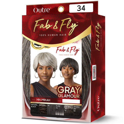 Outre Fab & Fly Gray Glamour 100% Human Hair Full Wig - HH-MIKAH
