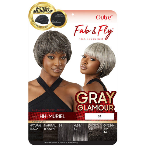 Outre Fab & Fly Gray Glamour 100% Human Hair Full Wig - HH-MURIEL
