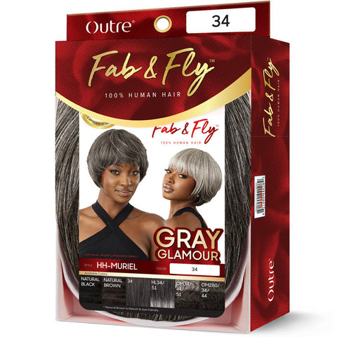 Outre Fab & Fly Gray Glamour 100% Human Hair Full Wig - HH-MURIEL