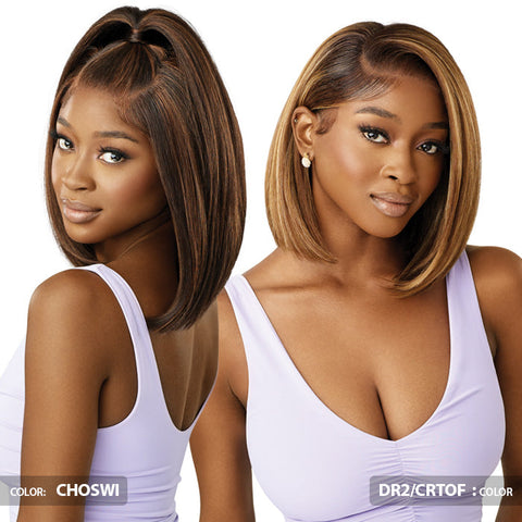 Outre Airtied Glueless Human Hair Blend 13x4 HD Lace Front Wig HHB-NATURAL YAKI 12" - 100% Fully Hand-Tied