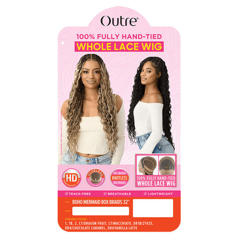 Outre 100% Full Hand Tied Glueless HD Whole Lace Wig - BOHO MERMAID BOX BRAID 32"