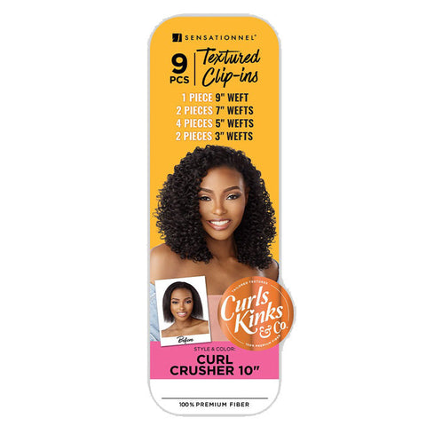 Sensationnel Curls Kinks & Co Textured Clip-Ins 9 PCS Hair Pieces - CURL CRUSHER 10"
