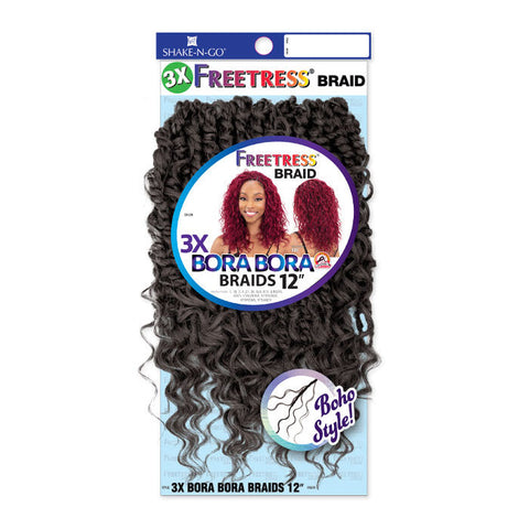 Freetress Pre-Looped Crochet Braids - 3X BORA BORA BRAIDS 12"- Boho Style