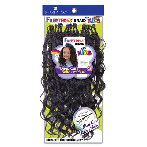 Freetress for Kids Pre-Looped Crochet Braids - DEEP CURL BOHO BRAIDS 10"