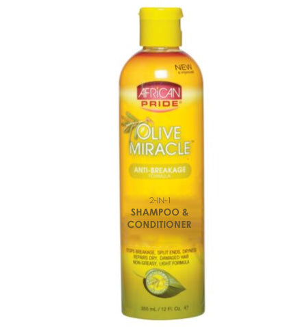 African Pride Olive Miracle 2-in-1 Shampoo Conditioner 12 oz