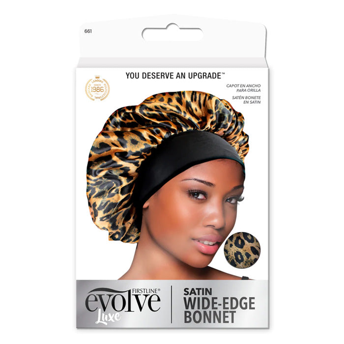 Firstline Evolve Luxe Satin Wide-Edge Bonnet - Leopard