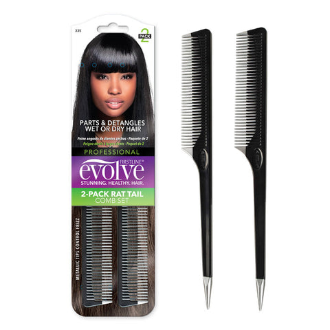 Firstline Evolve 2 Pack Rat Tail Comb Set