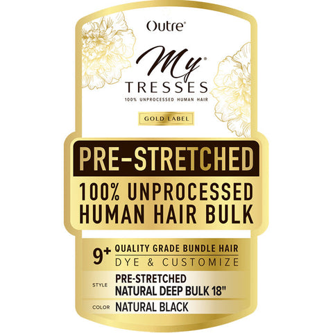 Outre Mytresses Gold Label Braids 100% Unprocessed Human Hair - PRE-STRETCHED NATURAL DEEP BULK (10"/12"/14"/18")