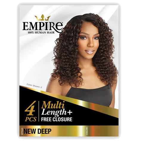 Sensationnel Empire 100% Human Hair Weave - NEW DEEP 4PCS + Free Closure