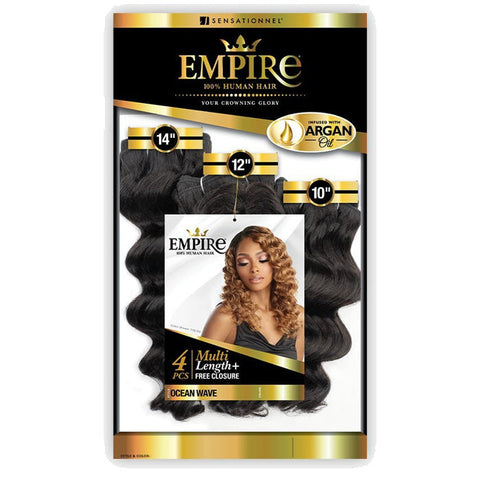 Sensationnel Empire 100% Human Hair Weave - OCEAN WAVE 4PCS + Free Closure
