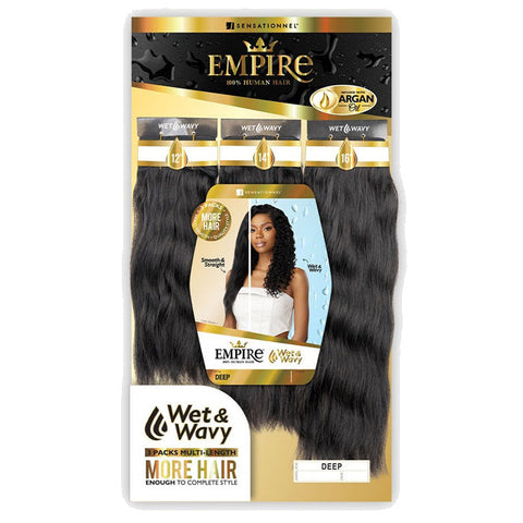 Sensationnel Empire  Wet & Wavy 100% Human Hair Weave - DEEP - 3 Packs Multi-Length