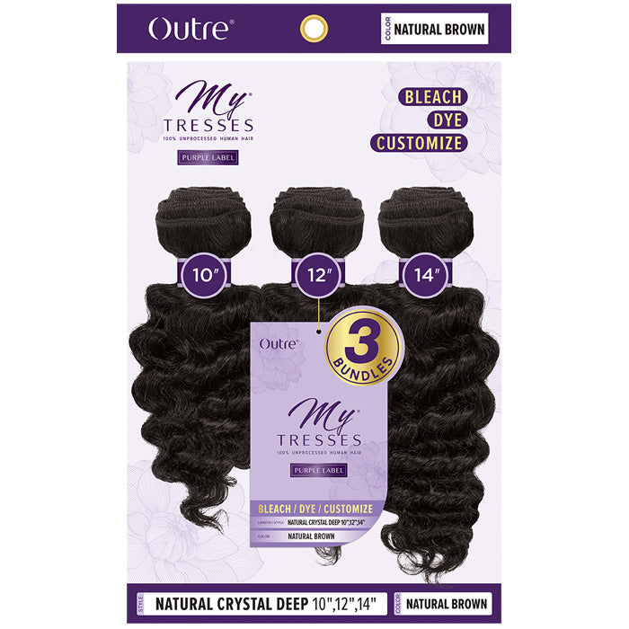 Outre MyTresses Purple Label Unprocessed Human Hair Weaves 3 Bundles - NATURAL CRYSTAL DEEP (14"/16"/18")