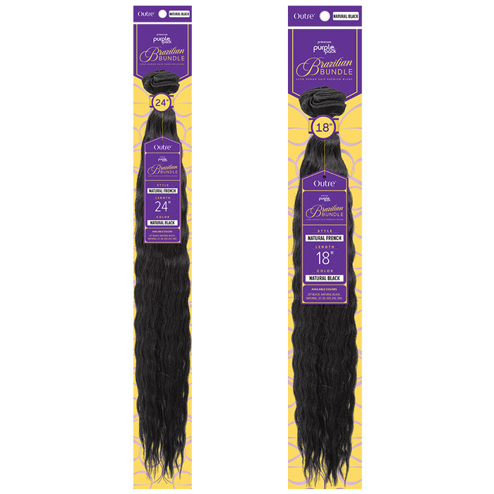 Outre Purple Pack Brazilian Bundle 100% Human Hair Blend Weave - NATURAL FRENCH 18/24
