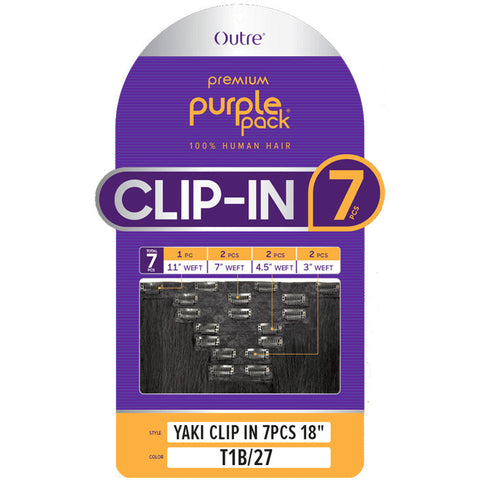 Outre Purple Pack 100% Human Hair Hair Pieces - YAKI CLIP-IN 7 PCS 18"