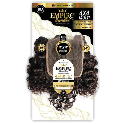 Sensationnel Empire Bundles Multi Pack 100% Virgin Human Hair Weave and 4x4 HD Lace Closure - BOHEMIAN