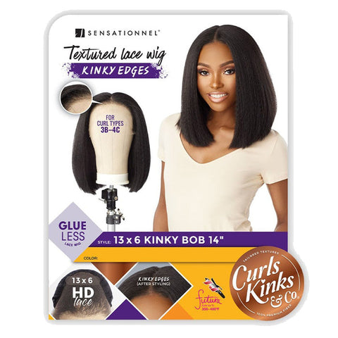 Sensationnel Curls Kinks Texture Glueless 13x6 HD Lace Front Wig - 13x6 KINKY BOB 14 - Kinky Edges