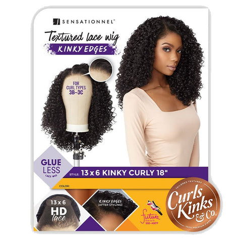 Sensationnel Curls Kinks Glueless 13x6 HD Lace Front Wig - 13x6 KINKY CURLY 18 - Kinky Edges