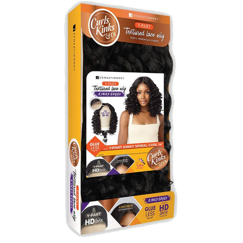 Sensationnel Curls Kinks & Co Glueless Textured HD Lace Front Wig - Y-PART KINKY SPIRAL CURL 14" - Kinky Edges