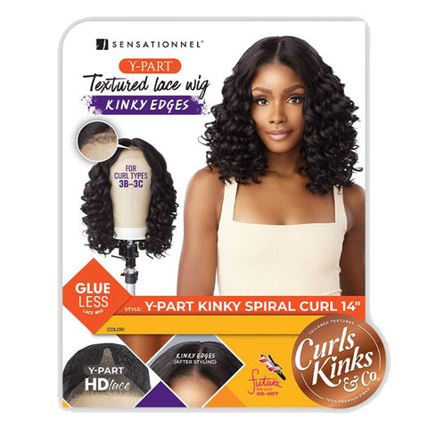 Sensationnel Curls Kinks & Co Glueless Textured HD Lace Front Wig - Y-PART KINKY SPIRAL CURL 14" - Kinky Edges