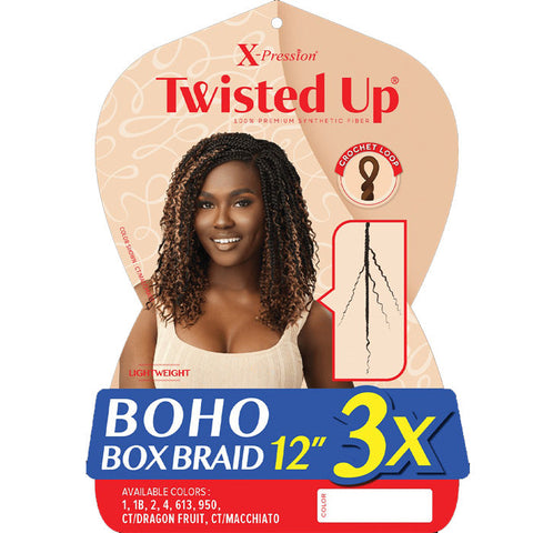 Outre X-Pression Twisted Up Crochet Loop Braids - BOHO BOX BRAID 12" 3X