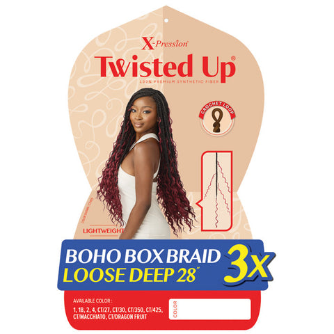 Outre X-Pression Twisted Up Synthetic Crochet Loop Braid - BOHO BOX BRAID LOOSE DEEP 28 3X