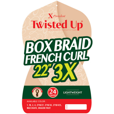 Outre X-Pression Twisted Up Crochet Braid - BOX BRAID FRENCH CURL 22" 3X