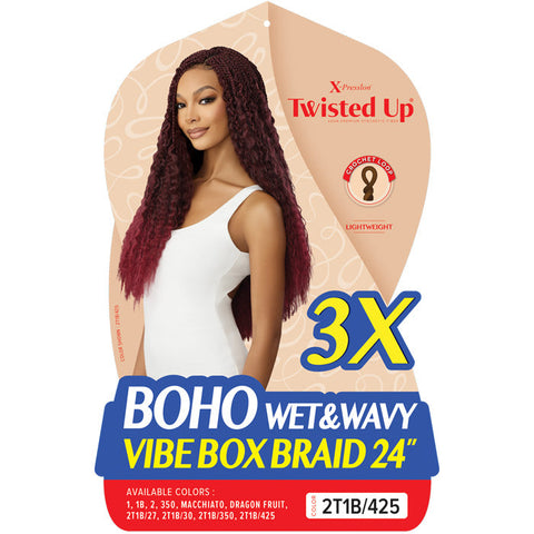 Outre X-Pression Twisted Up Crochet Pre-Loop Braid - 3X BOHO WET & WAVY VIBE BOX BRAID 24"