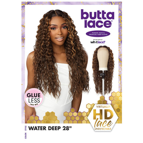 Sensationnel Butta Lace Glueless Human Hair Blend 5 Deep Parting HD Lace Front Wig - WATER DEEP 28"
