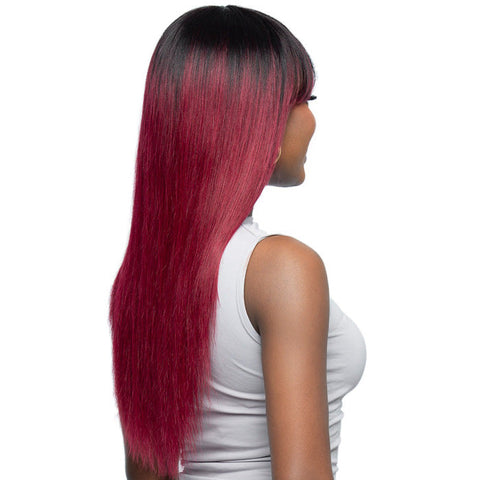 Bobbi Boss 100% Human Hair Full Wig - MH104 STRAIGHT 24 - Natural Bang