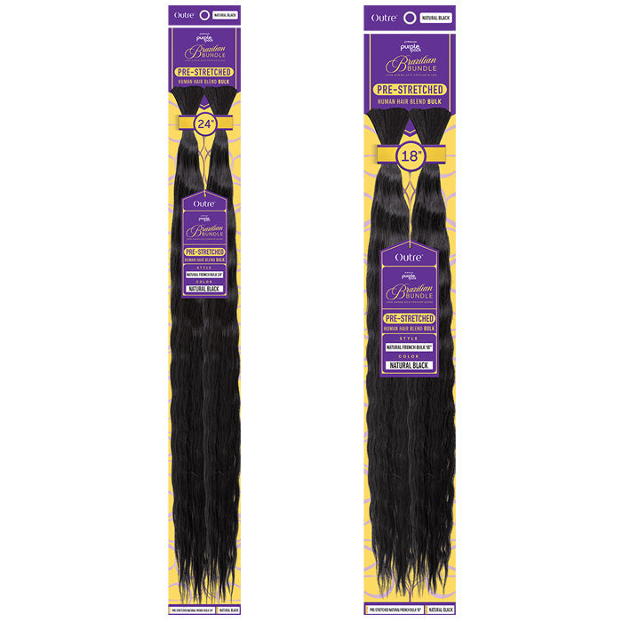 Outre Purple Pack Brazilian Bundle 100% Human Hair Blend Braid - PRESTRETCHED NATURAL FRENCH BULK 18/24