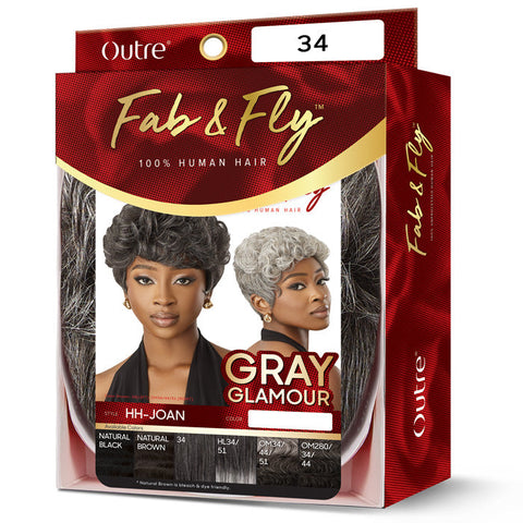 Outre Fab & Fly 100% Human Hair Gray Glamour Full Wig - HH-JOAN