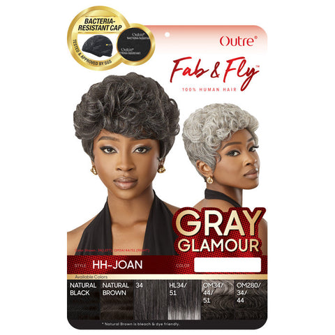 Outre Fab & Fly 100% Human Hair Gray Glamour Full Wig - HH-JOAN