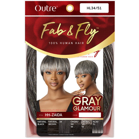 Outre Fab & Fly 100% Human Hair Gray Glamour Full Wig - HH-ZAIDA