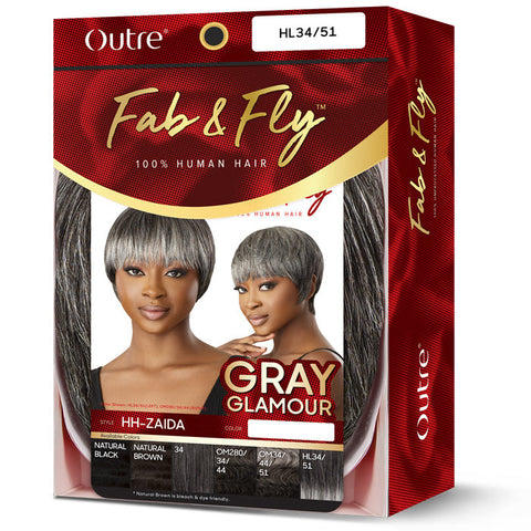 Outre Fab & Fly 100% Human Hair Gray Glamour Full Wig - HH-ZAIDA