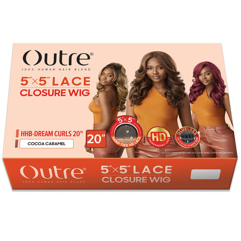 Outre 5x5 Lace Closure Wig Human Hair Blend Glueless HD Lace Front Wig - HHB-DREAM CURLS 20