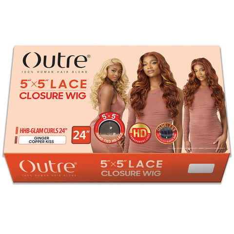 Outre 5x5 Lace Closure Wig 100% Human Hair Blend Glueless HD Lace Front Wig - HHB-GLAM CURLS 24"