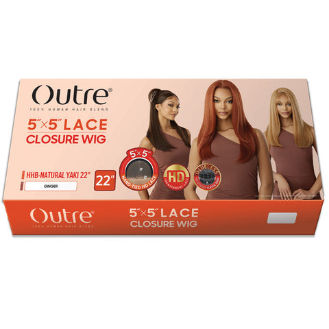 Outre 5x5 Lace Closure Wig Human Hair Blend Glueless HD Lace Front Wig - HHB-NATURAL YAKI 22