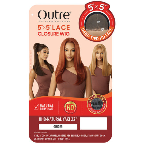 Outre 5x5 Lace Closure Wig Human Hair Blend Glueless HD Lace Front Wig - HHB-NATURAL YAKI 22