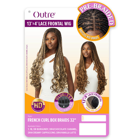 Outre Glueless Hand-Tied Pre-Braided 13X4 HD Lace Front Wig - FRENCH CURL BOX BRAID 32"