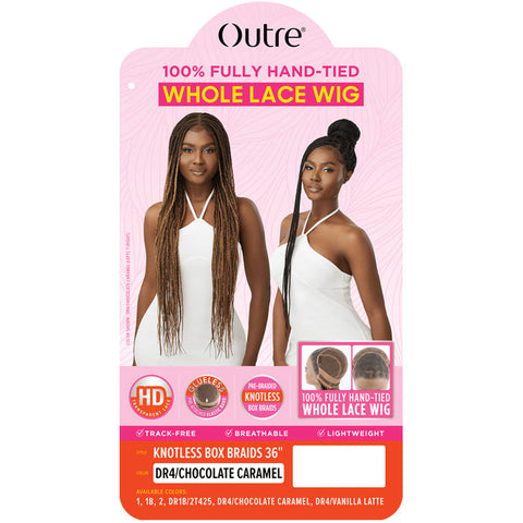 Outre Glueless 100% Fully Hand-Tied Pre-Braided HD Transparent Whole Lace Wig - KNOTLESS BOX BRAIDS 36"
